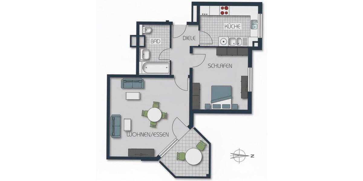 Erdgeschoßwohnung Leimen - 2 Zimmer, 56 m&sup2;, 1.150&euro; | Angebot:26201490