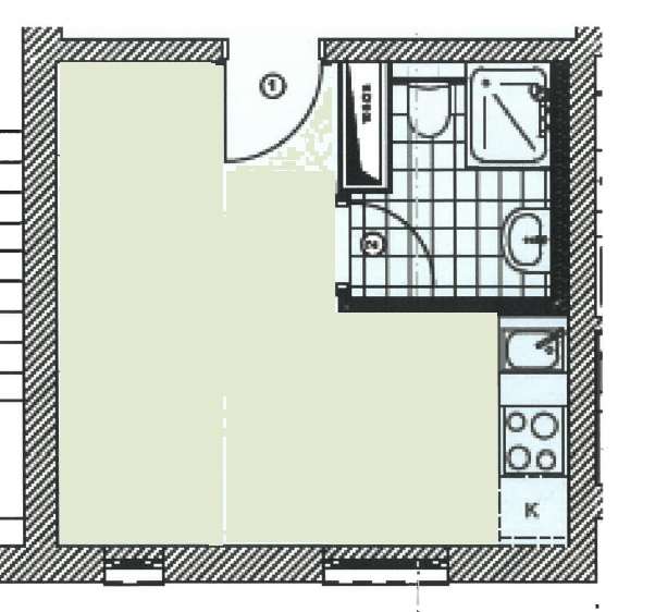 Etagenwohnung Mannheim Fahrlach - 1 Zimmer, 18 m&sup2;, 410&euro; | Angebot:26391572