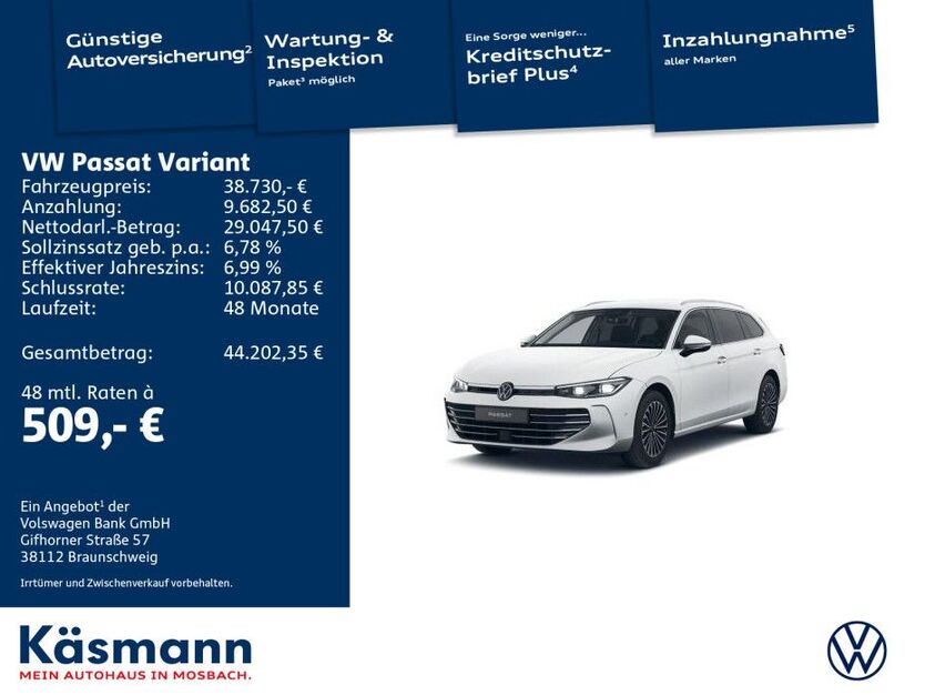 VW Passat Variant 9.900 km 38.730 € Mosbach 74821