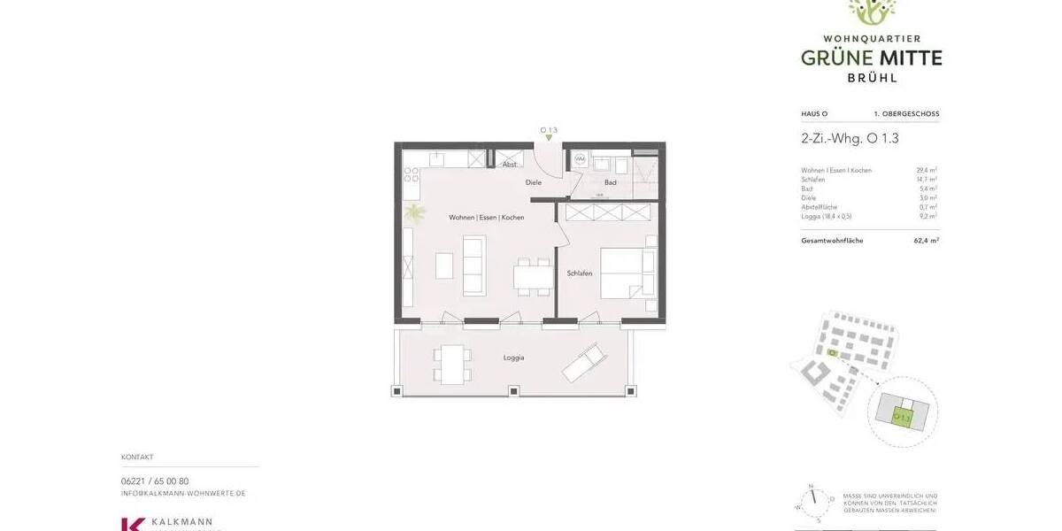 2-Zimmer-Wohnung mit 18 m² Südloggia - Erstbezug und Provisionsfrei 2 zimmer