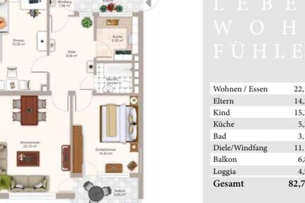 Schöne, Zentrale, gut gepflegte drei Zimmer Wohnung in lamperthei 3 zimmer