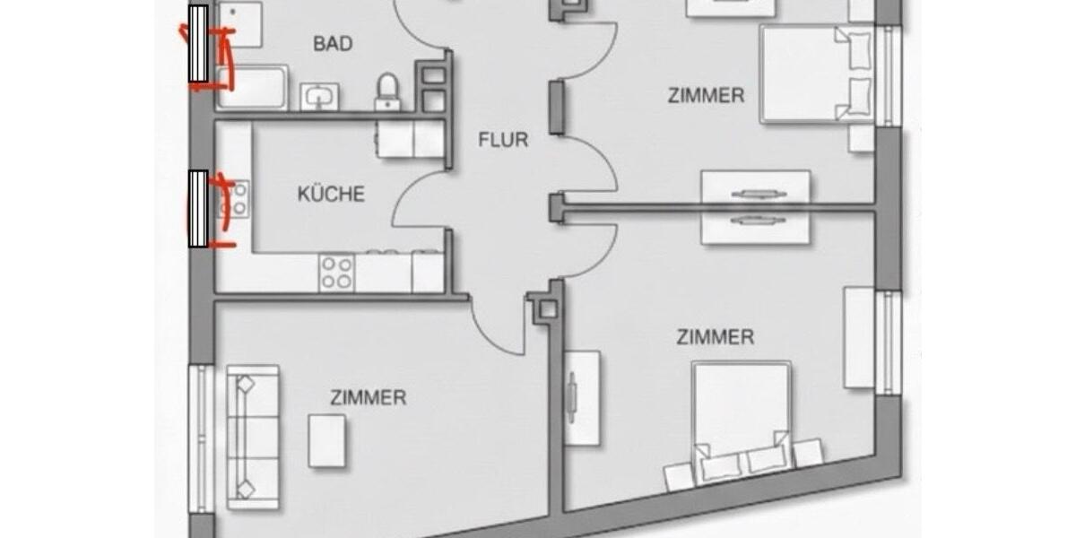 Erdgeschoßwohnung Ludwigshafen am Rhein Ludwigshafen-Hemshof - 2 Zimmer, 61 m&sup2;, 850&euro; | Angebot:25145647