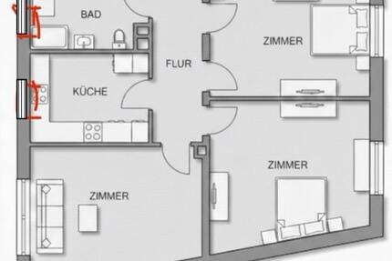Wohnung Ludwigshafen am Rhein Ludwigshafen-Hemshof - 2 Zimmer, 61 m&sup2;, 850&euro; | Angebot:25145647