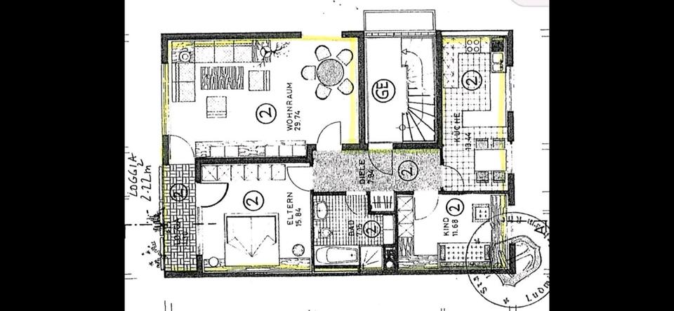 Etagenwohnung Ludwigshafen am Rhein Rheingönheim - 3 Zimmer, 85 m&sup2;, 950&euro; | Angebot:26126852