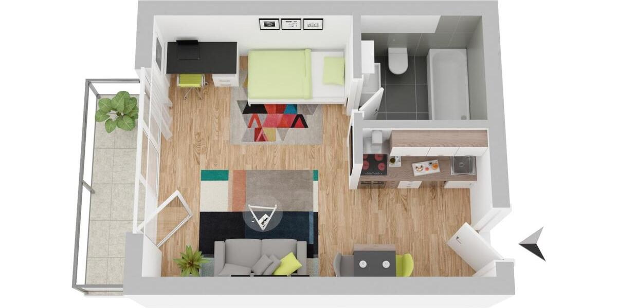 1-Zi-Wohnung mit Balkon + Garage in Leimen für Kapitalanleger 1 zimmer