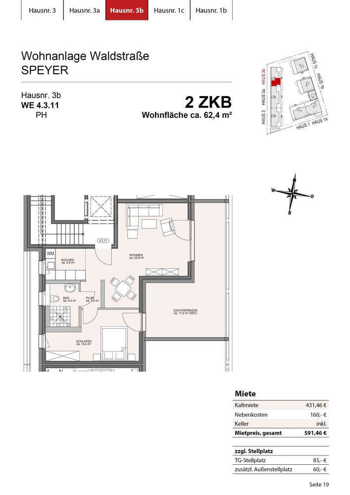 Wohnung zum Mieten in Speyer 424,52 € 62.43 m²