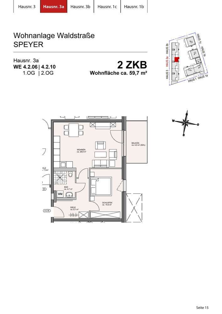 Wohnung zum Mieten in Speyer 405,96 € 59.7 m²