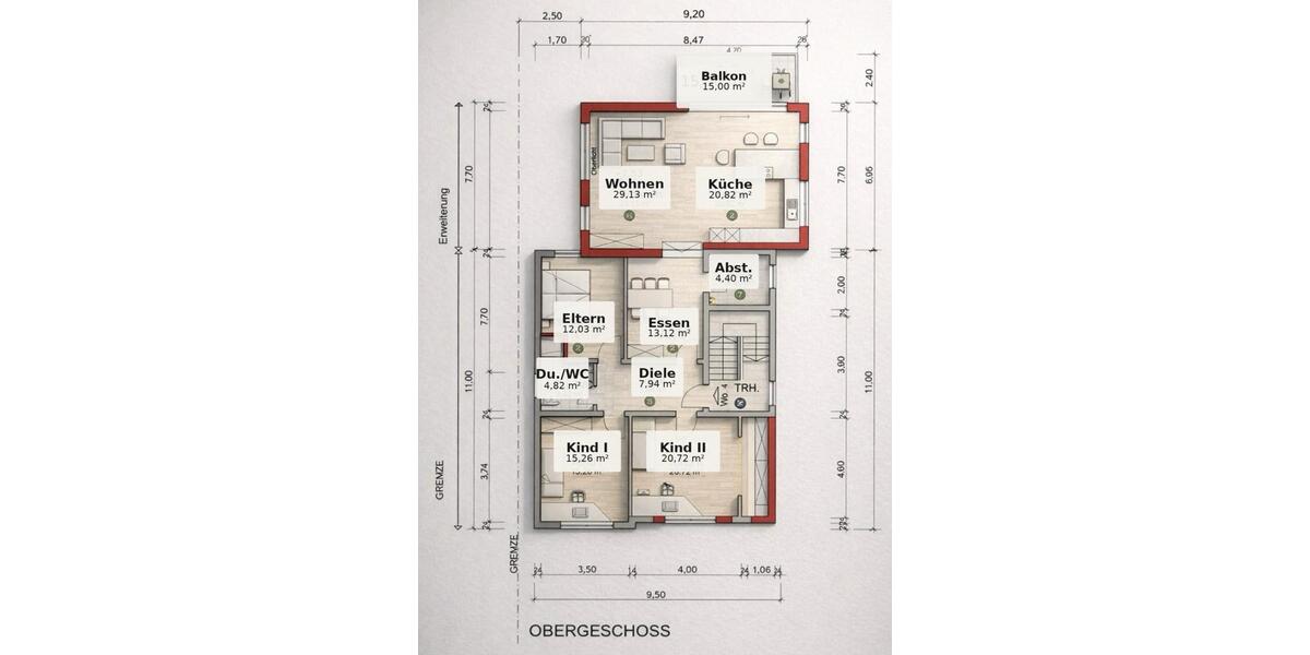 Etagenwohnung Mühlhausen - 5.5 Zimmer, 128 m&sup2;, 499.000&euro; | Angebot:25794303