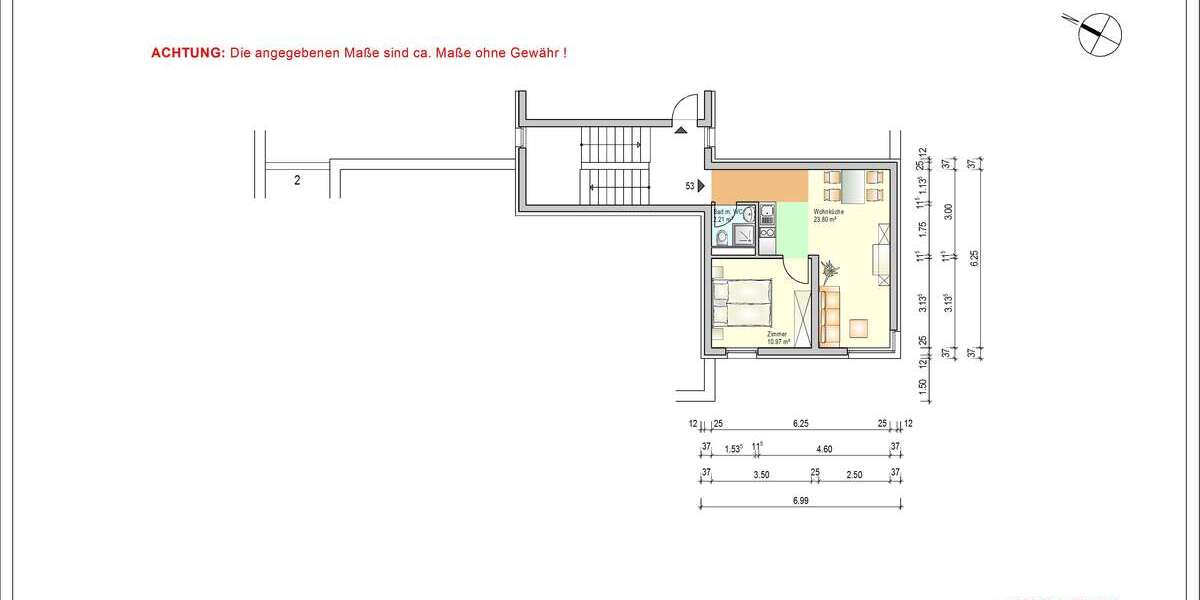 Etagenwohnung Dossenheim - 2 Zimmer, 36 m&sup2;, 395&euro; | Angebot:25525867