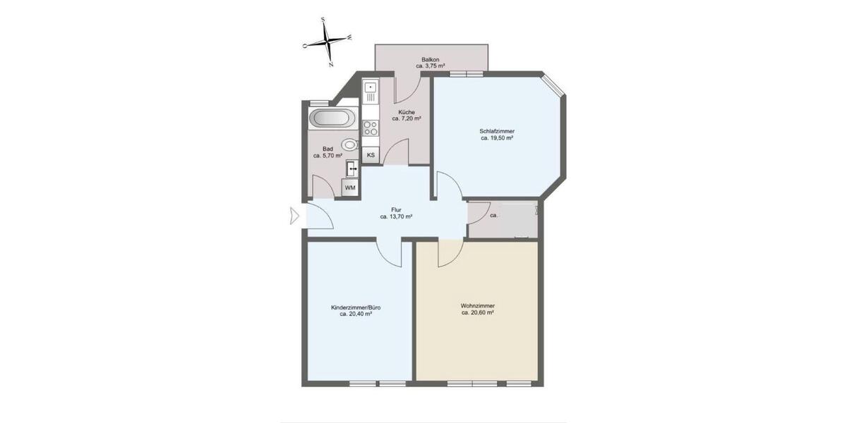 Hochparterre Mannheim Almenhof - 3 Zimmer, 92 m&sup2;, 1.050&euro; | Angebot:25428431