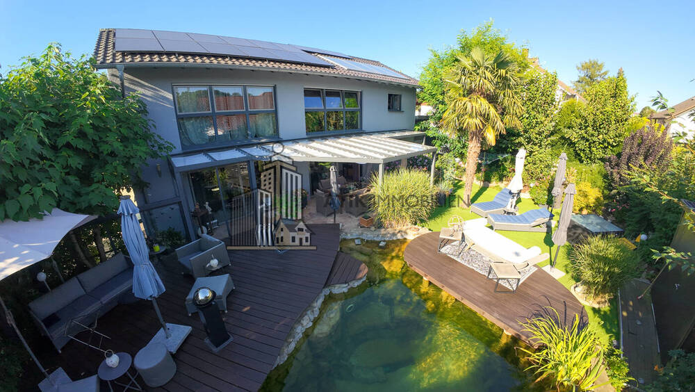 ATIK: Freistehendes Einfamilienhaus mit Schwimmteich und Gartenidylle - Ruhige Feldrandlage - Einfamilienhaus Waibstadt | Angebot:26267357