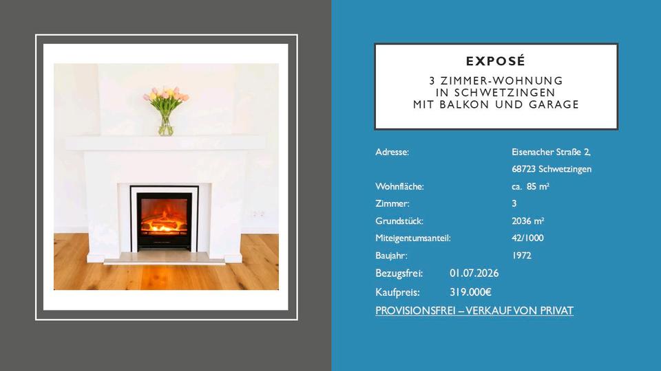 Etagenwohnung Schwetzingen - 3 Zimmer, 85 m&sup2;, 319.000&euro; | Angebot:26762741