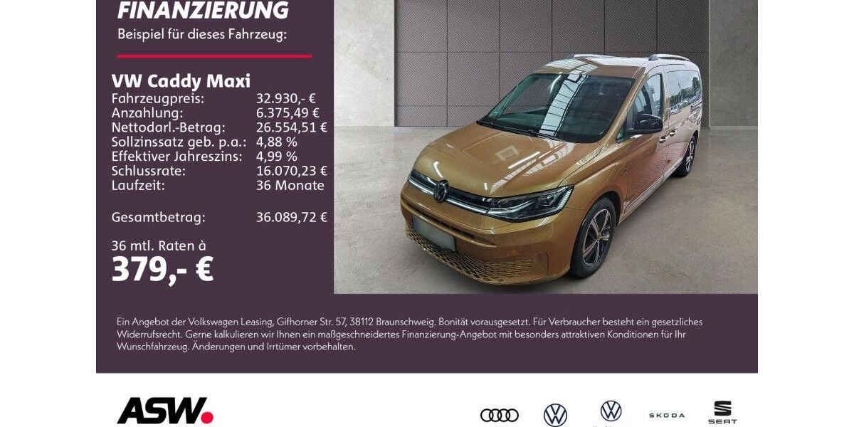 VW Caddy Maxi 64.200 km 31.730 &euro; Sinsheim 74889