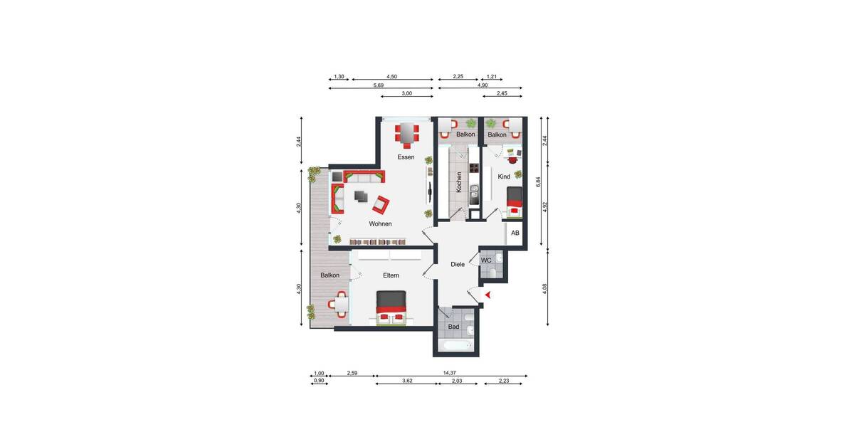 Etagenwohnung Wiesloch - 3 Zimmer, 93 m&sup2;, 220.000&euro; | Angebot:26825027
