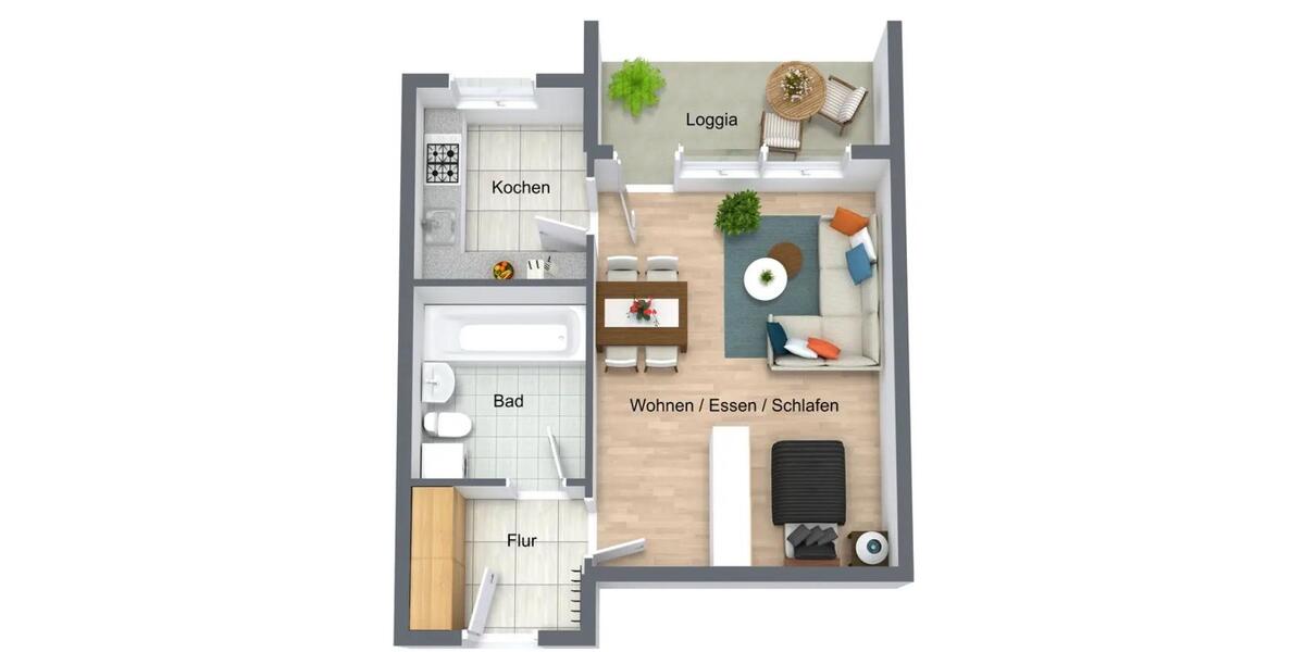 Erdgeschoßwohnung Ludwigshafen am Rhein Edigheim - 1 Zimmer, 46 m&sup2;, 550&euro; | Angebot:26433712