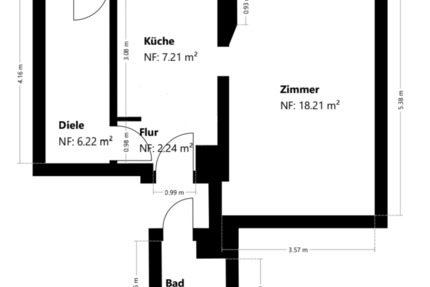 1 Zimmer Wohnung mit Küche u. Bad - möbliert & renoviert ab 1.3. 1 zimmer