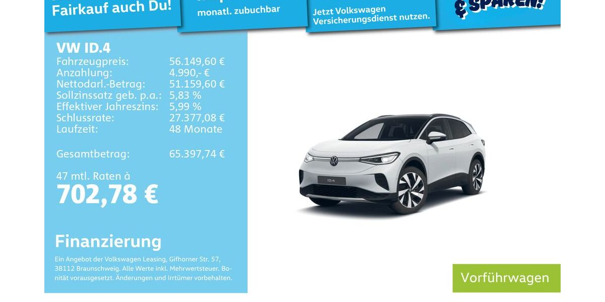 VW ID.4 9.900 km 53.990 &euro; Mannheim 68309