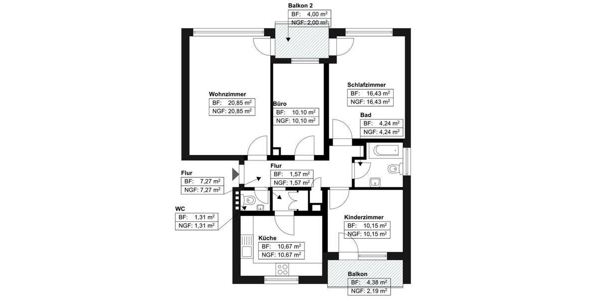 Etagenwohnung Mannheim Hochstätt - 4 Zimmer, 87 m&sup2;, 1.450&euro; | Angebot:26407617
