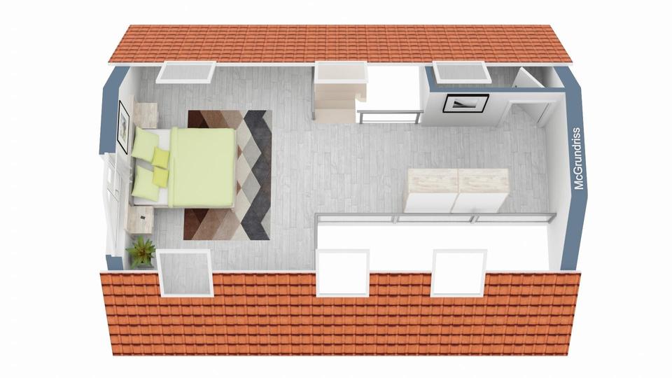 71m² hochwertige vollmöblierte Maisonette-Wohnung mit Einbauküche, Balkon, Kamin und Galerie 2 zimmer