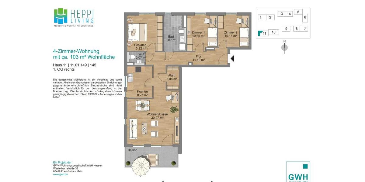 Etagenwohnung Heppenheim (Bergstraße) - 4 Zimmer, 103 m&sup2;, 1.178&euro; | Angebot:25919013