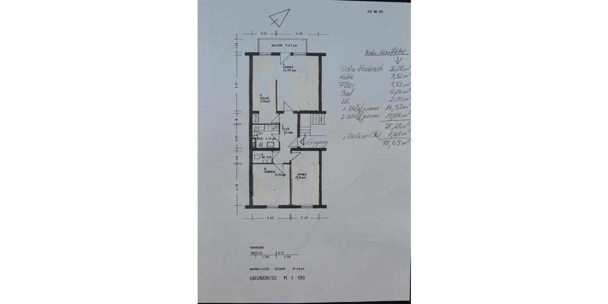 Etagenwohnung Mannheim Gartenstadt - 3 Zimmer, 80 m&sup2;, 310.000&euro; | Angebot:26397001
