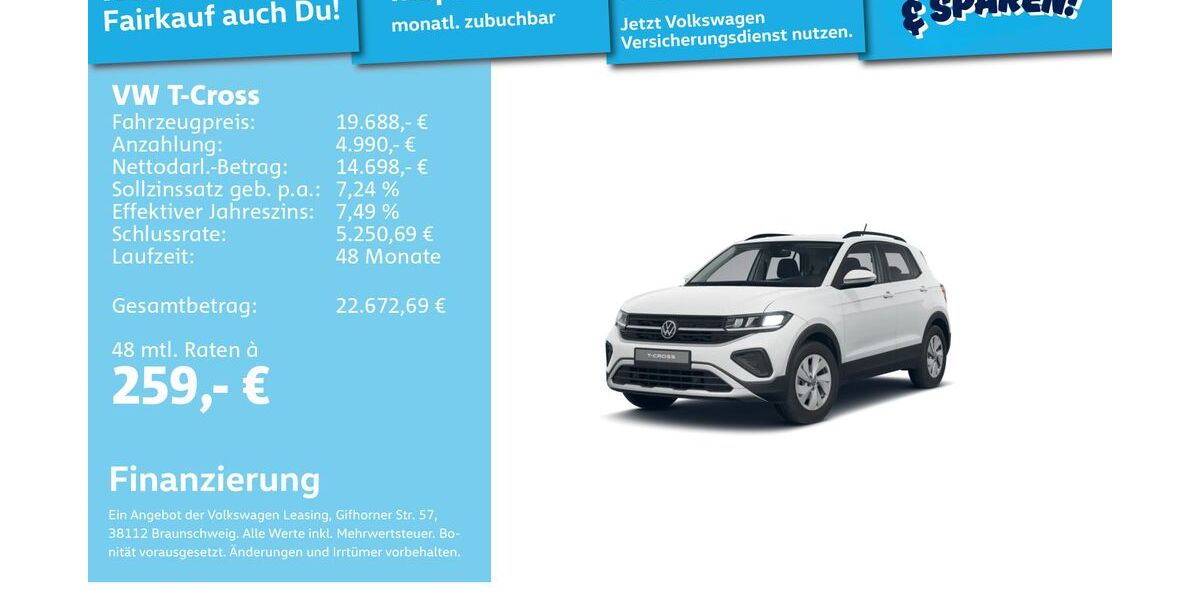 VW T-Cross 10.640 km 19.491 &euro; Mannheim 68309