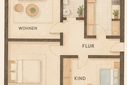 *Provisionsfrei* 3-Zimmer Wohnung in kleiner Wohneinheit + Garage 3 zimmer