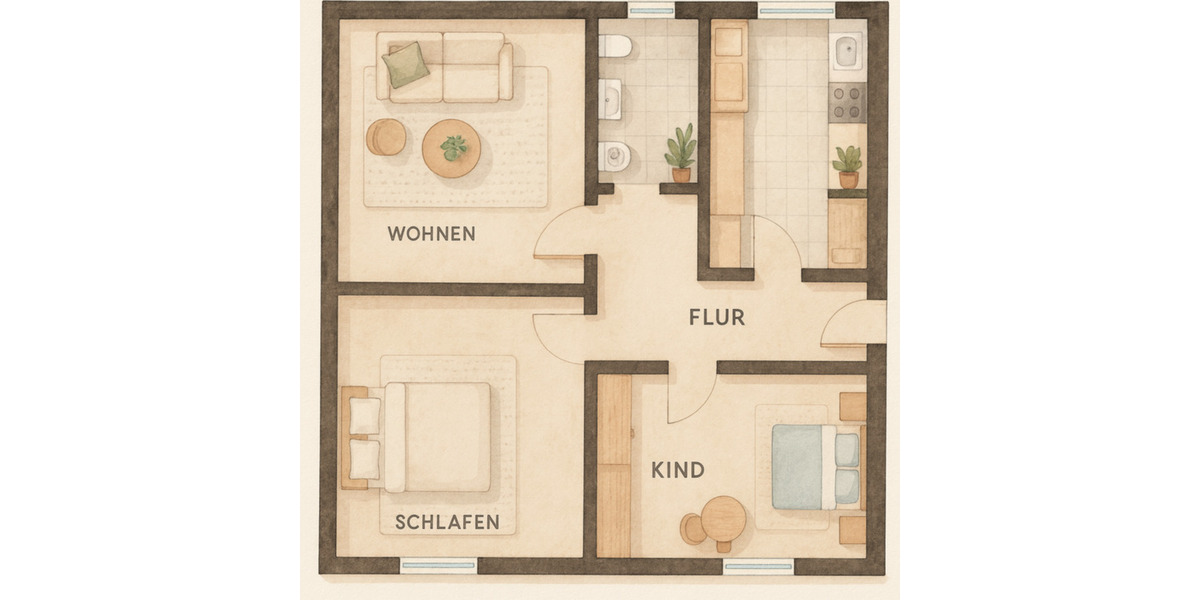 *Provisionsfrei* 3-Zimmer Wohnung in kleiner Wohneinheit + Garage 3 zimmer