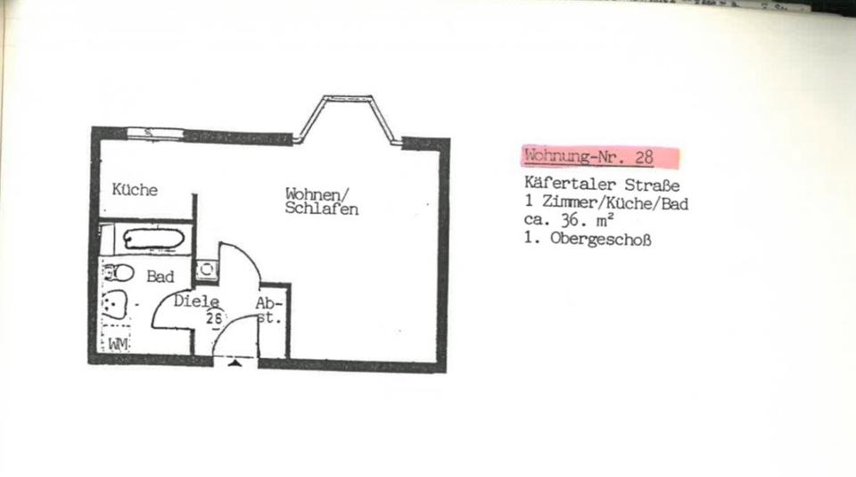 Etagenwohnung Mannheim Neckarstadt-Ost - 1 Zimmer, 36 m&sup2;, 820&euro; | Angebot:24853390