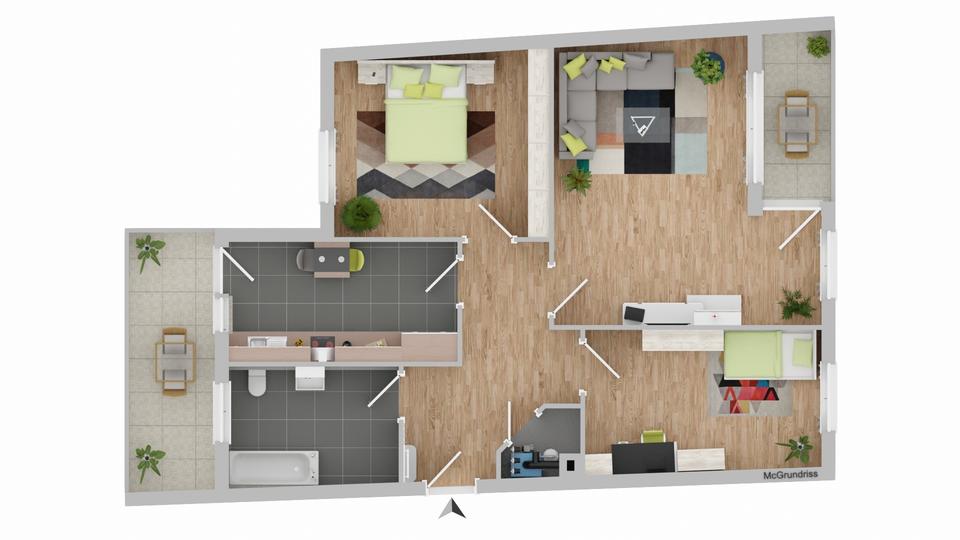 Etagenwohnung Ludwigshafen am Rhein Ludwigshafen-Oggersheim - 3 Zimmer, 80 m&sup2;, 950&euro; | Angebot:26337296