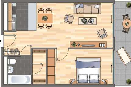 Wohnung Ludwigshafen am Rhein Mitte - 2 Zimmer, 52 m&sup2;, 492&euro; | Angebot:27147573
