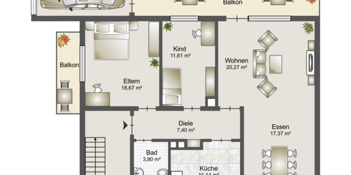 Etagenwohnung Viernheim - 3 Zimmer, 92 m&sup2;, 1.080&euro; | Angebot:25684687