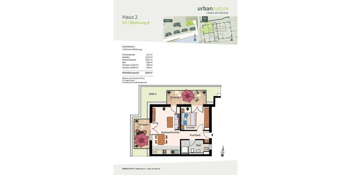 Etagenwohnung Heidelberg Ziegelhausen - 2 Zimmer, 58 m&sup2;, 525.000&euro; | Angebot:25676439