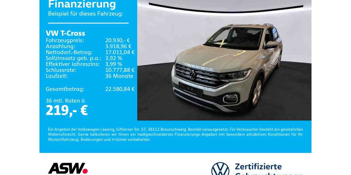 VW T-Cross 28.600 km 20.930 &euro; Sinsheim 74889