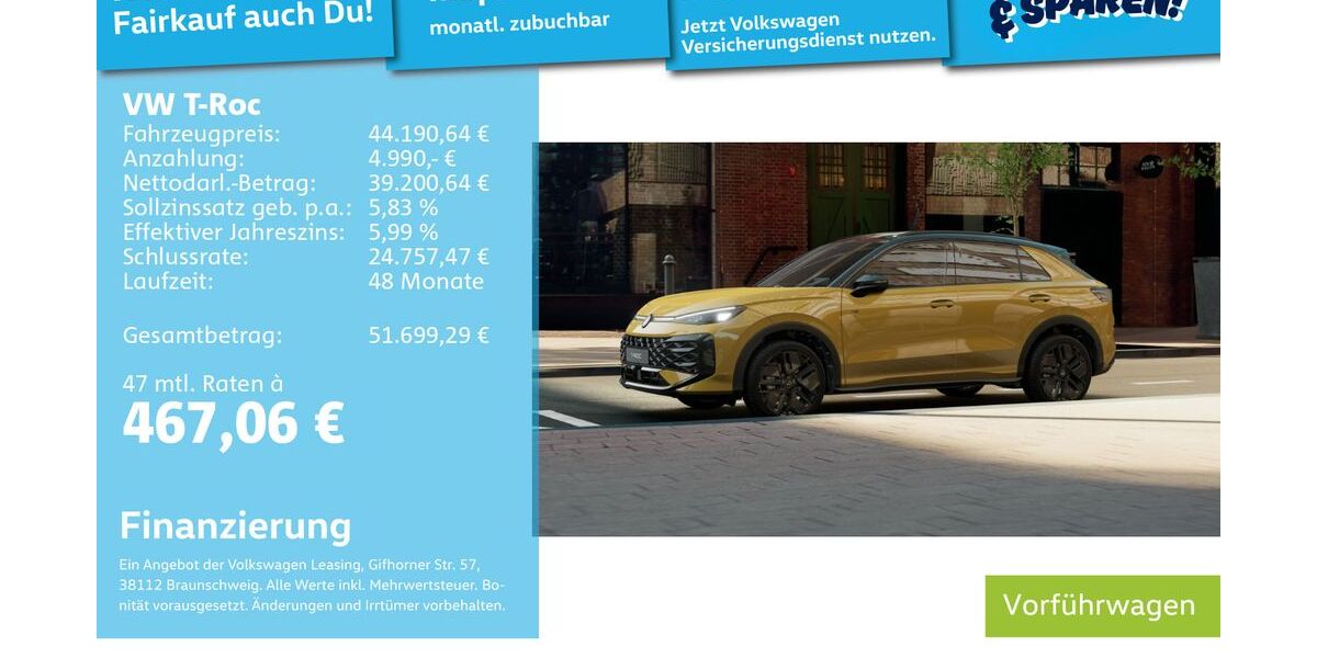 VW T-Roc 9.900 km 42.491 &euro; Mannheim 68309