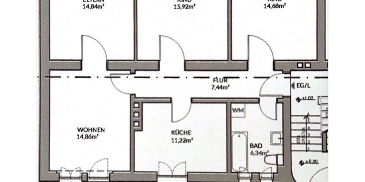 Erdgeschoßwohnung Mannheim Gartenstadt - 4 Zimmer, 88 m&sup2;, 1.400&euro; | Angebot:25346888