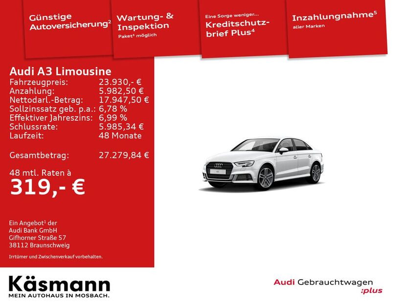 Audi A3 47.650 km 22.950 € Mosbach 74821