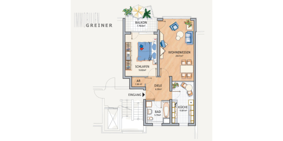 Etagenwohnung Mannheim Almenhof - 2 Zimmer, 69 m&sup2;, 900&euro; | Angebot:25081884