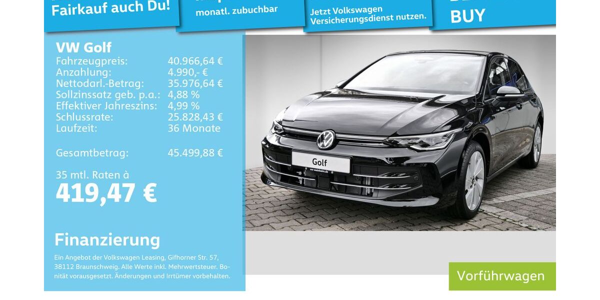 VW Golf 9.900 km 36.990 &euro; Mannheim 68309
