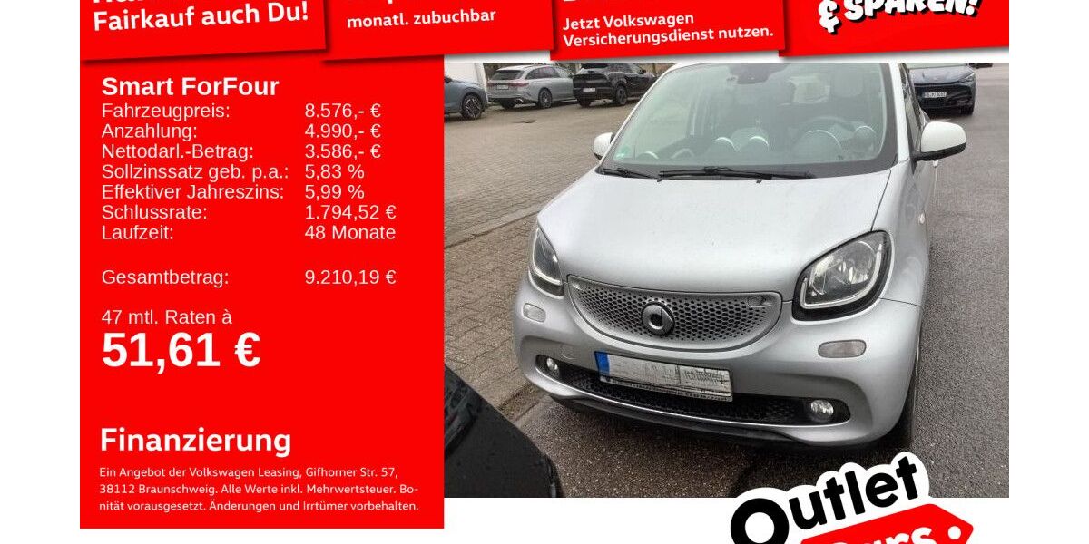 Smart ForFour 90.200 km 8.490 &euro; Mannheim 68309