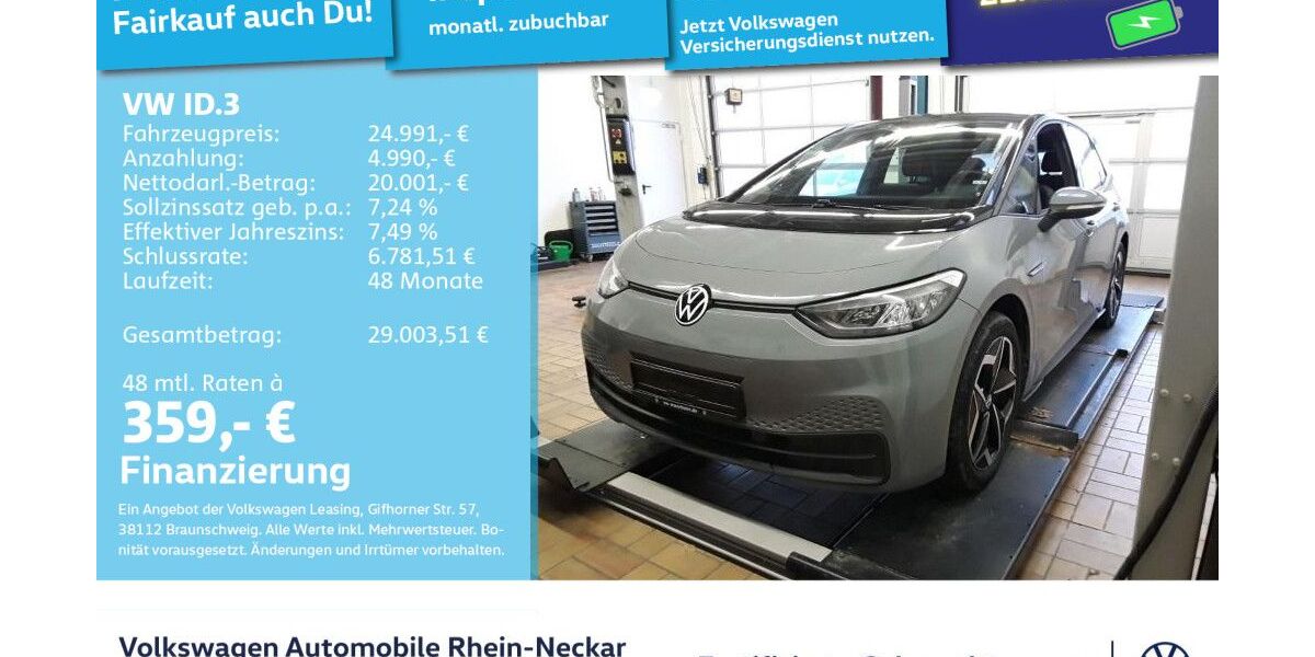 VW ID.3 48.510 km 24.991 € Mannheim 68309