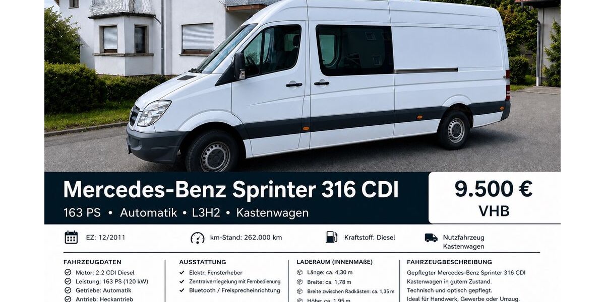 Mercedes-Benz Sprinter 262.000 km 9.500 &euro; Oberzent 64760