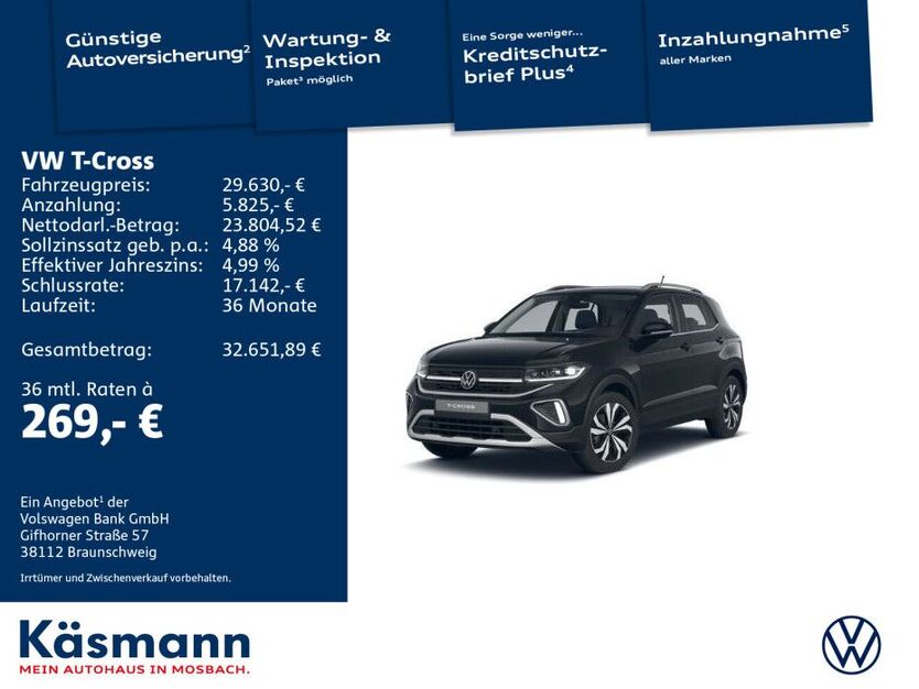 VW T-Cross 5.900 km 29.630 € Mosbach 74821