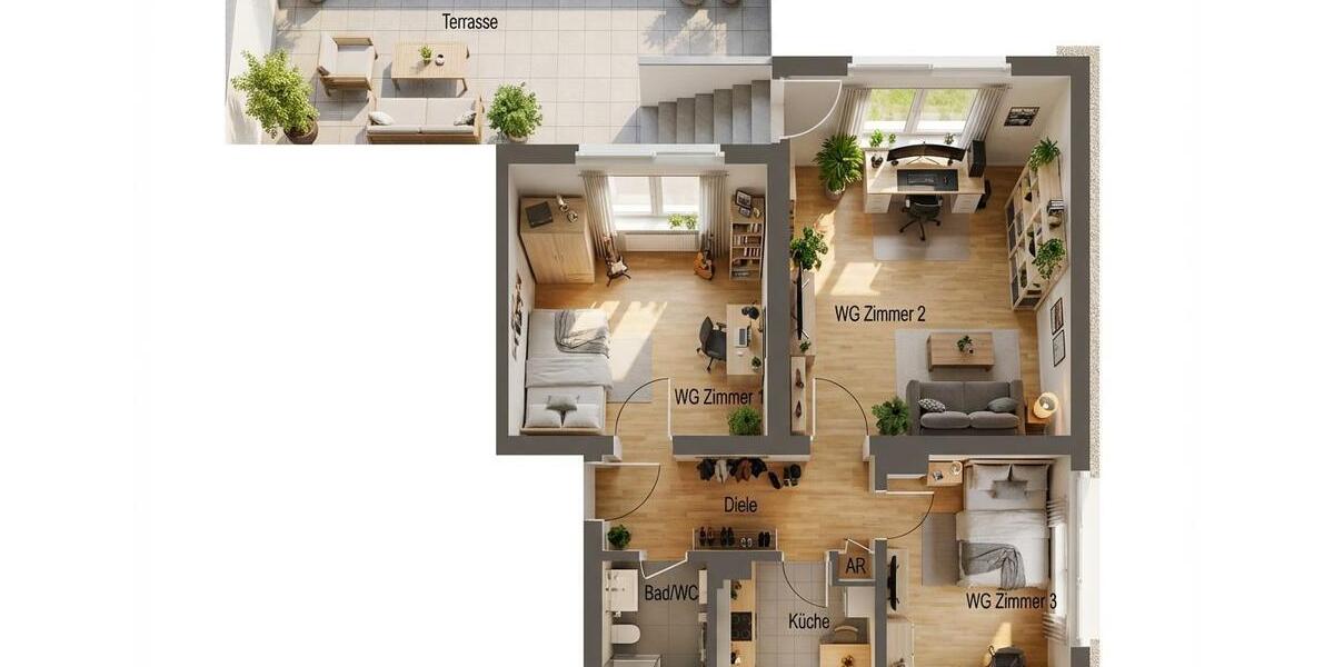 Etagenwohnung Heidelberg Peterstal - 2 Zimmer, 67 m&sup2;, 1.400&euro; | Angebot:26619115
