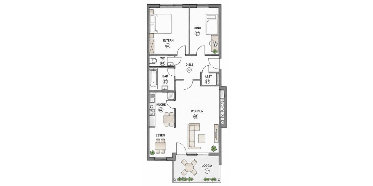 Etagenwohnung Leimen - 3 Zimmer, 76 m&sup2;, 320.000&euro; | Angebot:26882892