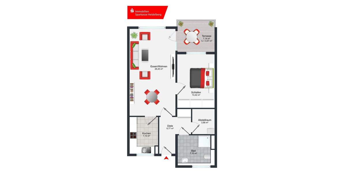 Etagenwohnung Mannheim Wallstadt - 2 Zimmer, 69 m&sup2;, 265.000&euro; | Angebot:25601584