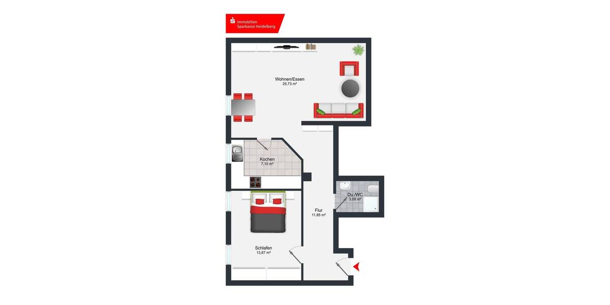 Etagenwohnung Leimen - 2 Zimmer, 62 m&sup2;, 139.000&euro; | Angebot:26886103