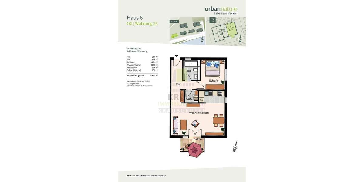Etagenwohnung Heidelberg Ziegelhausen - 2 Zimmer, 60 m&sup2;, 559.000&euro; | Angebot:25771271