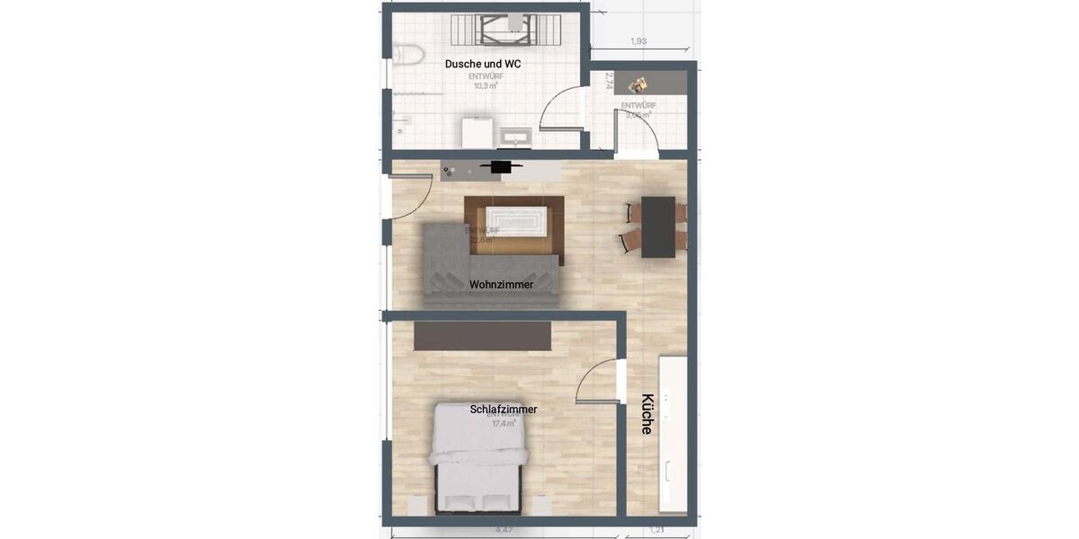 Etagenwohnung Ludwigshafen am Rhein Ludwigshafen-Oggersheim - 2 Zimmer, 47 m&sup2;, 860&euro; | Angebot:26323505