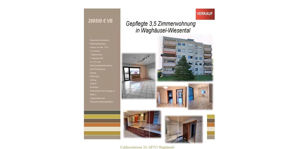 Etagenwohnung Waghäusel - 3.5 Zimmer, 83 m&sup2;, 268.500&euro; | Angebot:26942471